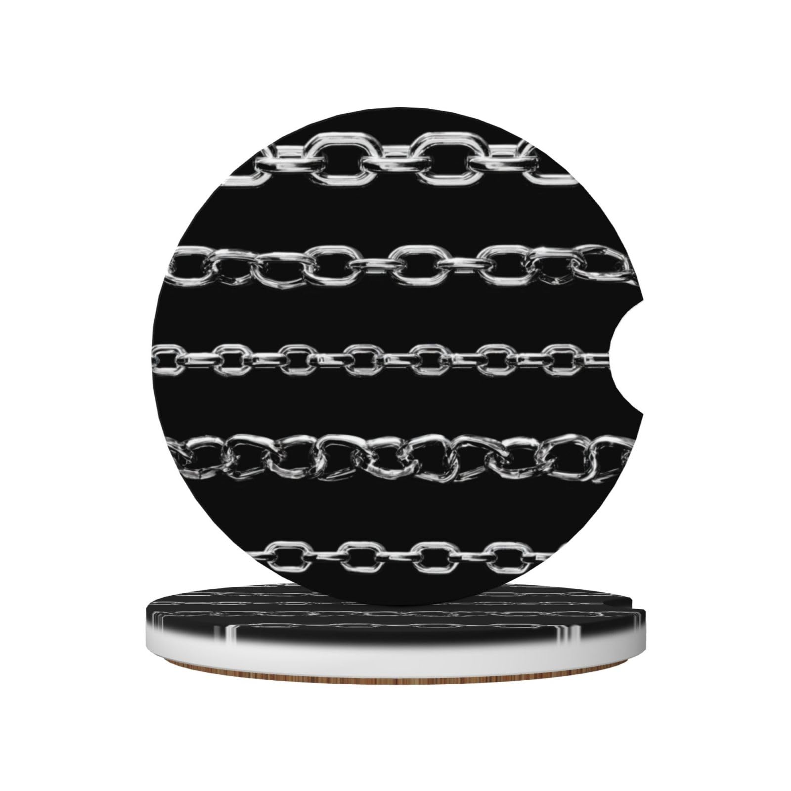 Several Chains Silver Material Ceramic Coasters,2pcs