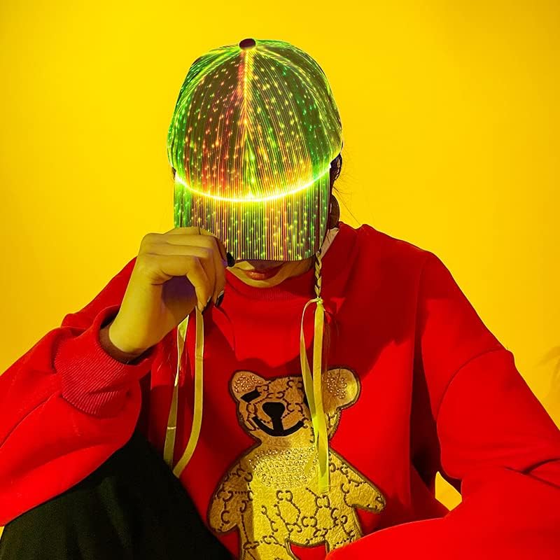 Miniatura 3 de TECZERO Sombrero brillante con luz LED, gorra de béisbol luminosa de fibra óptica recargable para regalo de Navidad, fiesta, festival, baile, rave