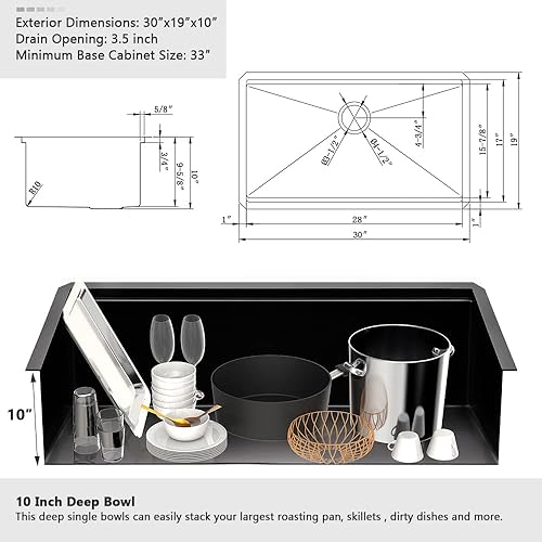 Vista 100 de Fregadero de barra de 21 pulgadas Undermount-VASOYO - Fregadero de cocina de montaje inferior de 21 x 17 pulgadas, estación de trabajo, barra