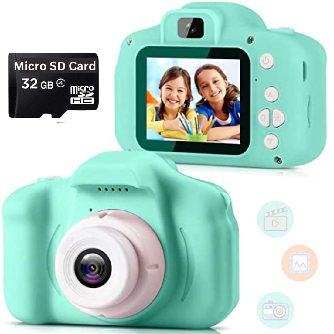 Amazm Kids Camera: A Fun and Educational Digital Camera with a Generous 32GB SD Card to Safely Store Precious Memories and Spark Creativity (Blue)