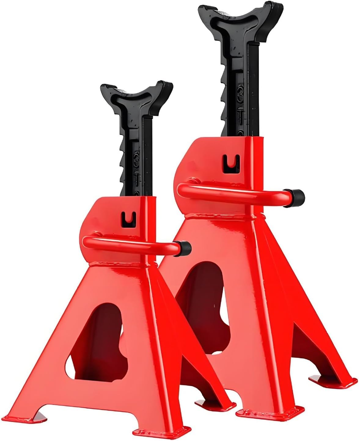 Car Jack Stands 2 Ton with Double Locking and Large Foot Base，Car Lifting Stand, Heavy Duty Steel,for Trucks,Car Lifts for Home Garage,Lifting SUV,1 Pair Red(3T(6 Sets))