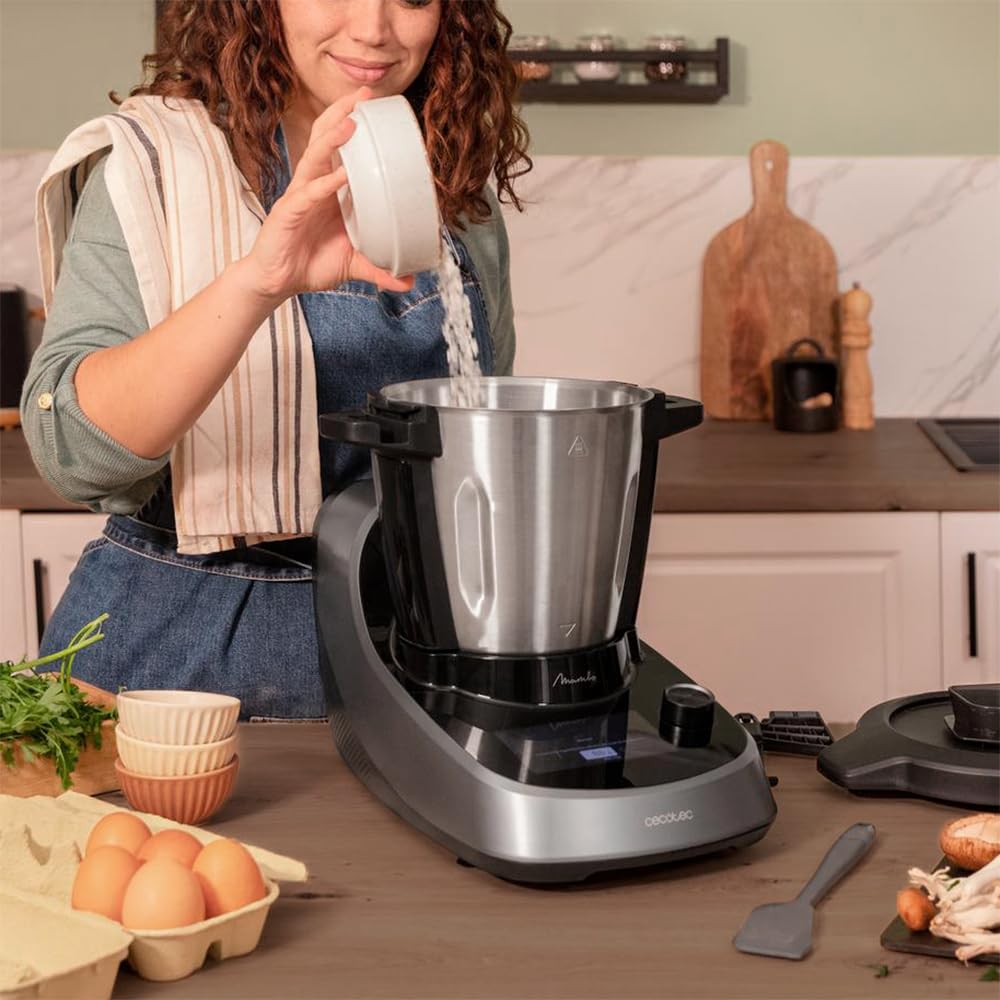 Cecotec Robot de Cocina Multifunción con Dispensador de Alimentos Mambo Touch con Jarra Habana Pro. 37 Funciones, Pantalla Táctil, App Mambo, 3.3L, Báscula, Autolimpieza, Jarra Cerámica