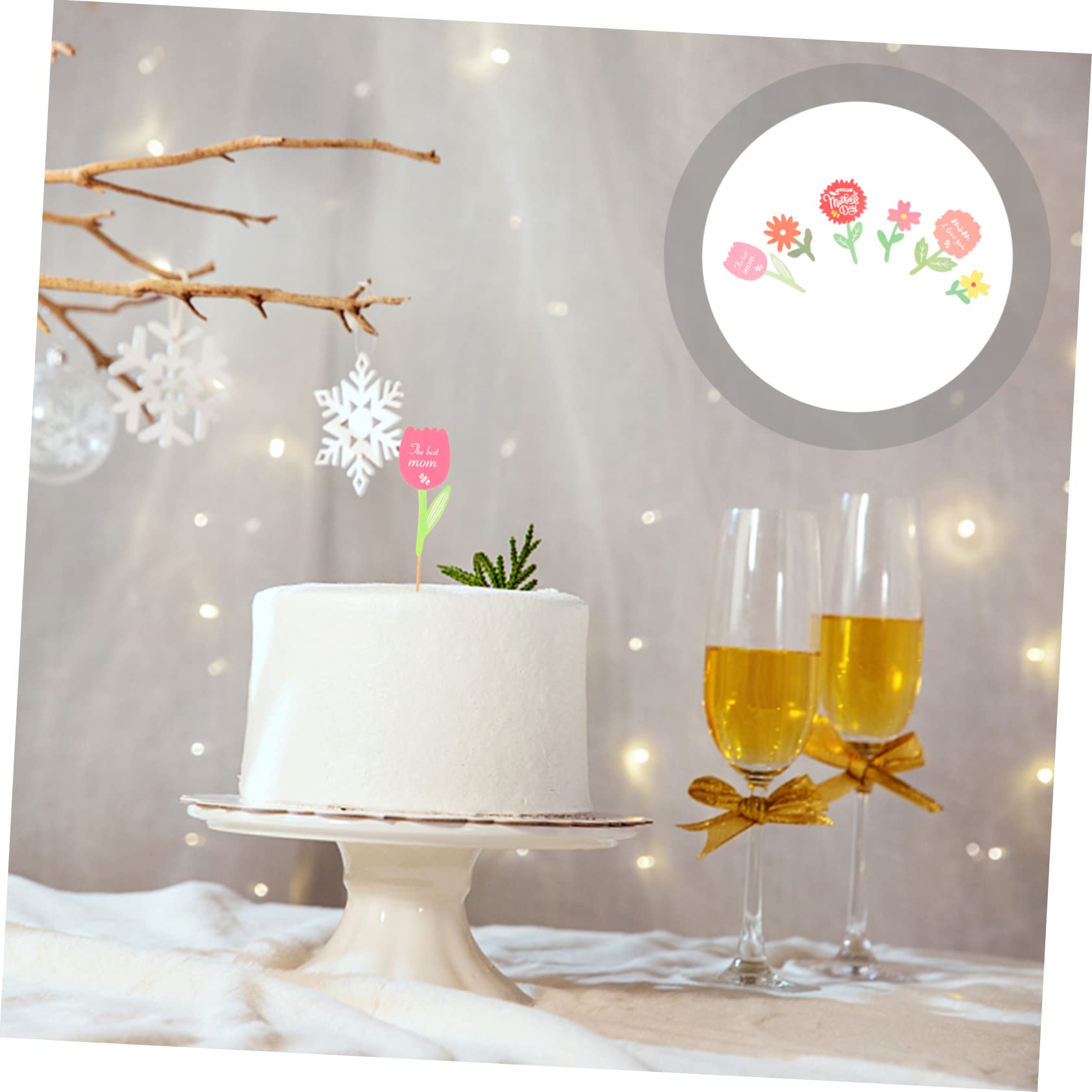 Amosfun 4 Set Inserti Per Torte Per La Festa Della Decorazioni Per Il Primo Anniversario Decorazioni Floreali Per Matrimonio Per Matrimonio Cupcake Pick 60 pezzi * 4