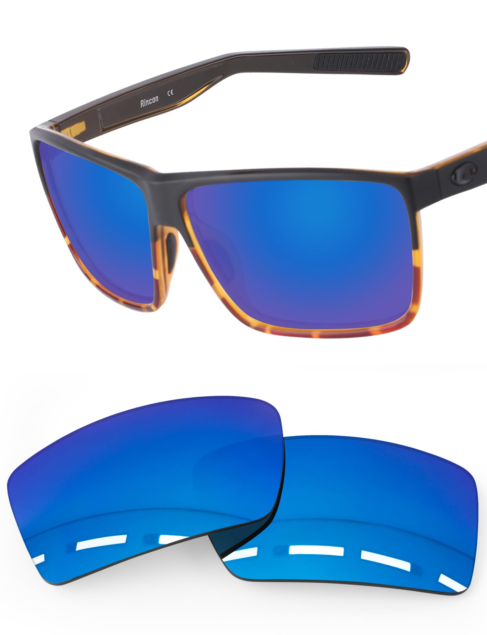 Lentes de repuesto polarizadas para gafas de sol Costa Del Mar Rincon 06S9018, azul zafiro, policarbonato polarizado
