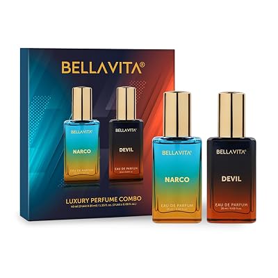BELLAVITA Narco & Devil | Long Lasting 2x20ml EDP Perfume for Man and Woman | with Bergamot, Jasmine & Vanilla | Premium