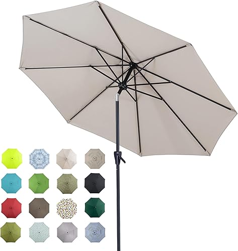 Miniatura 17 de Tempera 9 FT Patio Market Outdoor Table Umbrella with Auto Tilt and Crank, Large Sun Umbrella with Sturdy Pole & Fade Resistant Canopy, Easy to Set