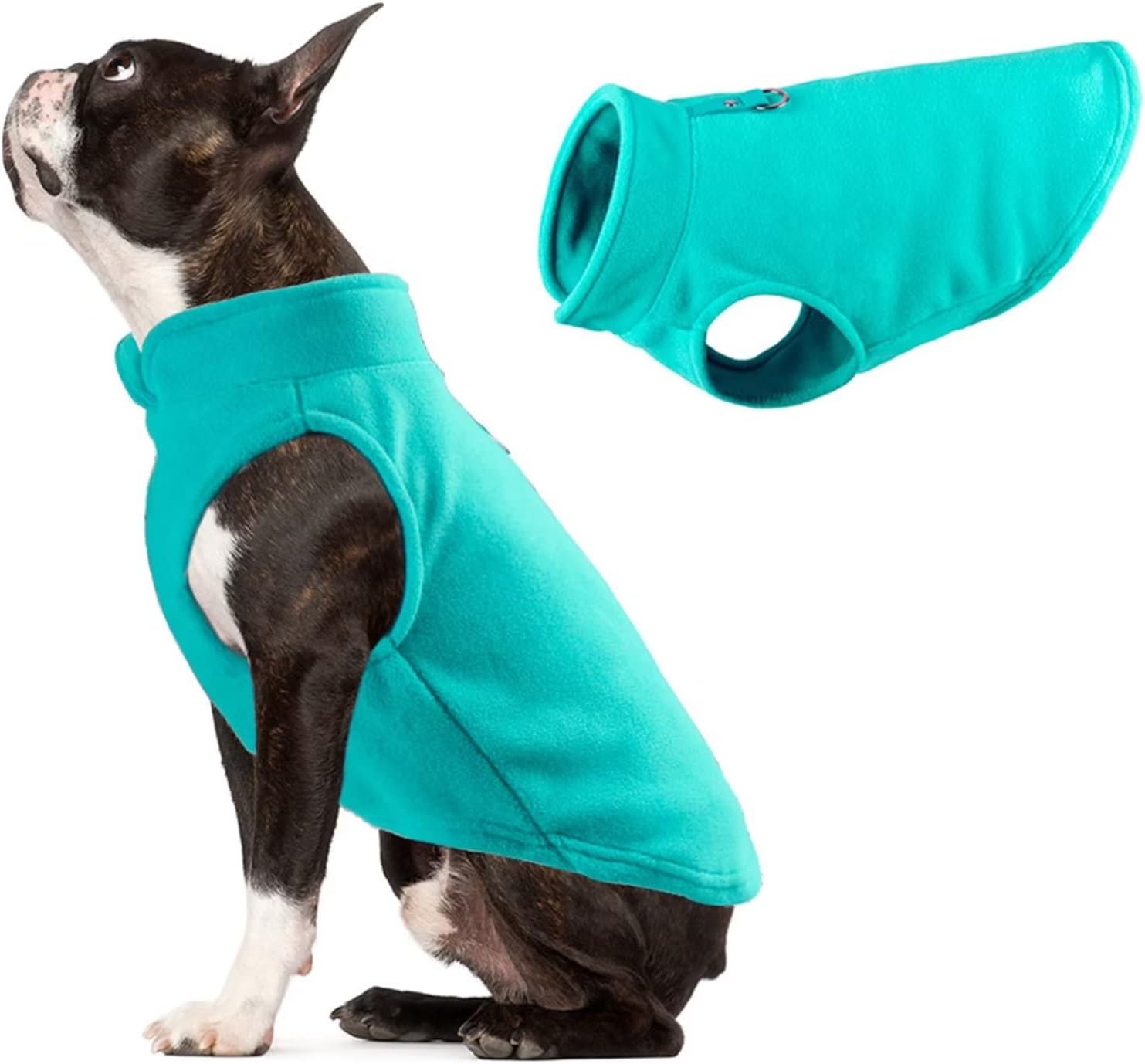 Dog Fleece Vest Jacket Pet Dogs Clothes Warm for Small Medium Large Dogs Aqua S