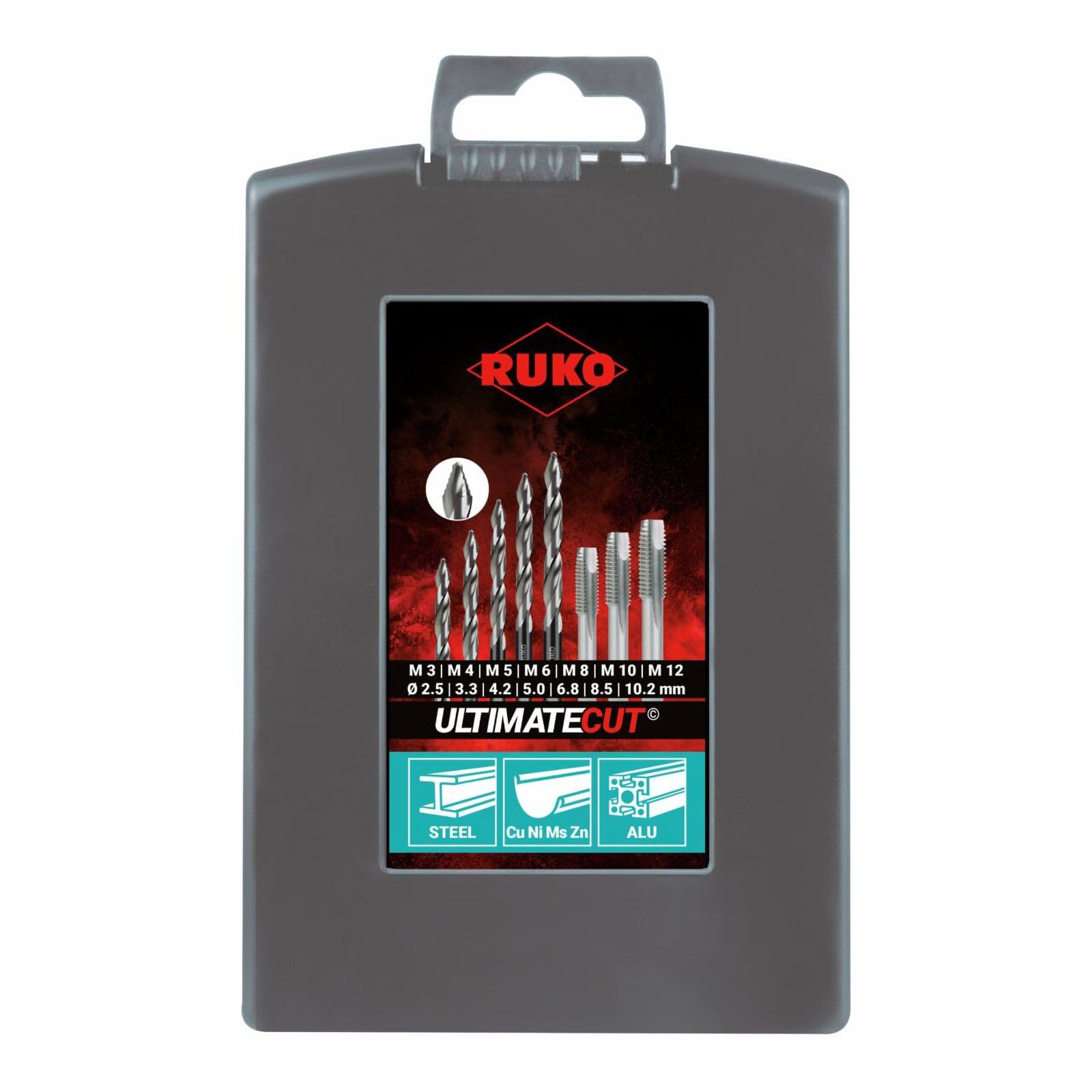 RUKO 259004RO Handgewindebohrer-Set 15teilig M3 - M12 DIN 352, DIN 338 HSS 1 Set