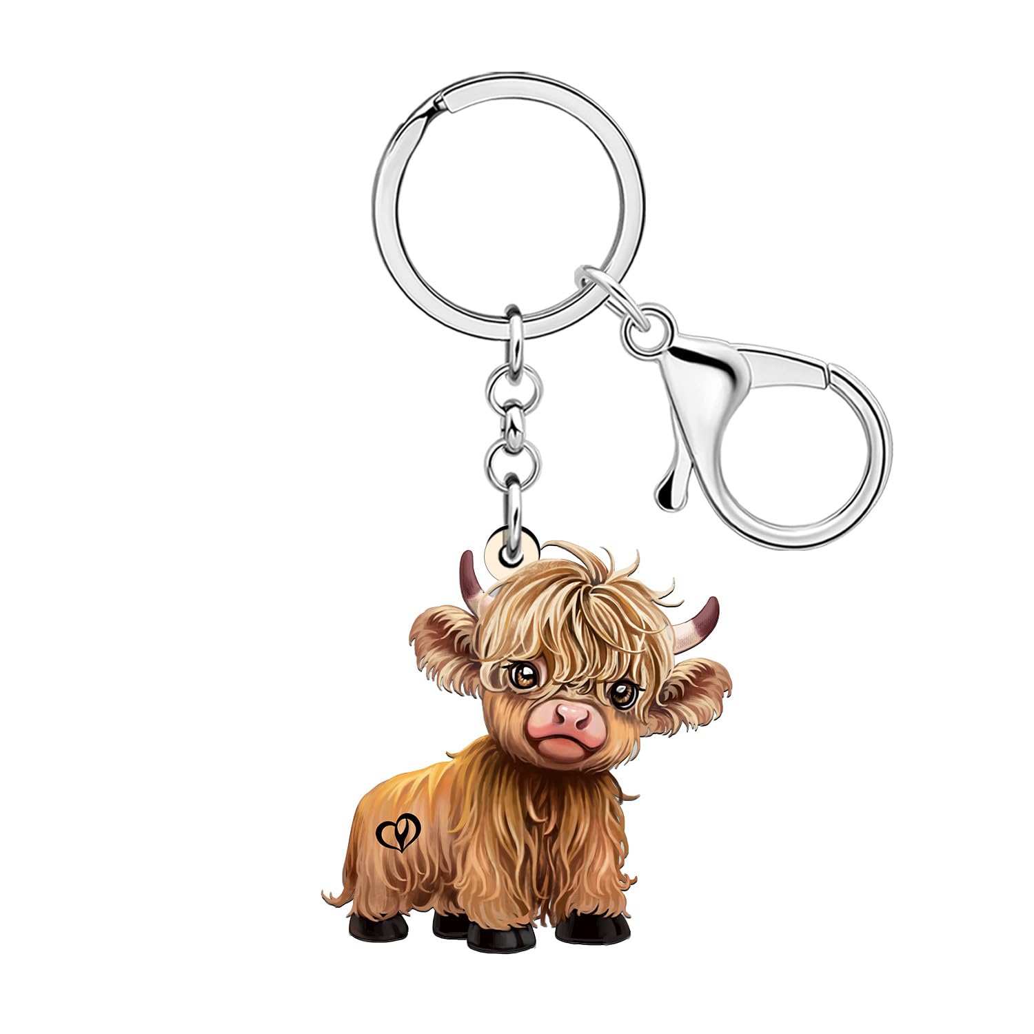 LONYOO Scottish Highland Cow Gifts Acrylic Highlander Cow Keychain Accessories Hyland Cows Gifts for Women Cowgirl Bag Charms