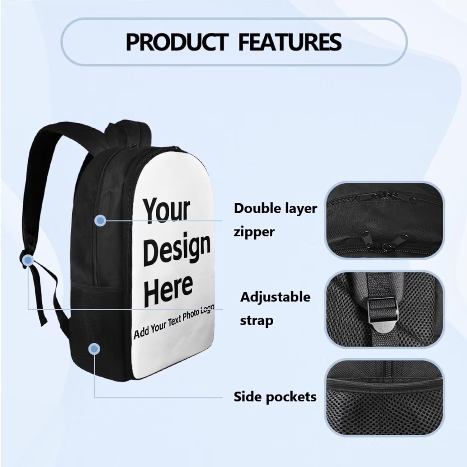 Custom Backpack Personalized 3 in 1 Schoolbag Set with Insulated Lunch Box Pencil Case Backpack Lightweight Schoolbag for School Teen Girls Boys Kids Bookbag for Preschool Elementary School