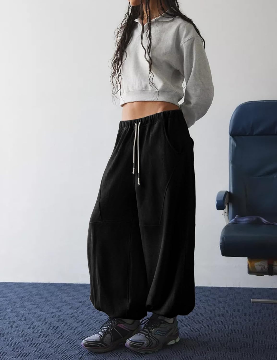 Yimoon Womens Wide Leg Sweatpants Baggy Cotton Athletic Joggers Elastic Waist Palazzo Harem Pants - Image 6