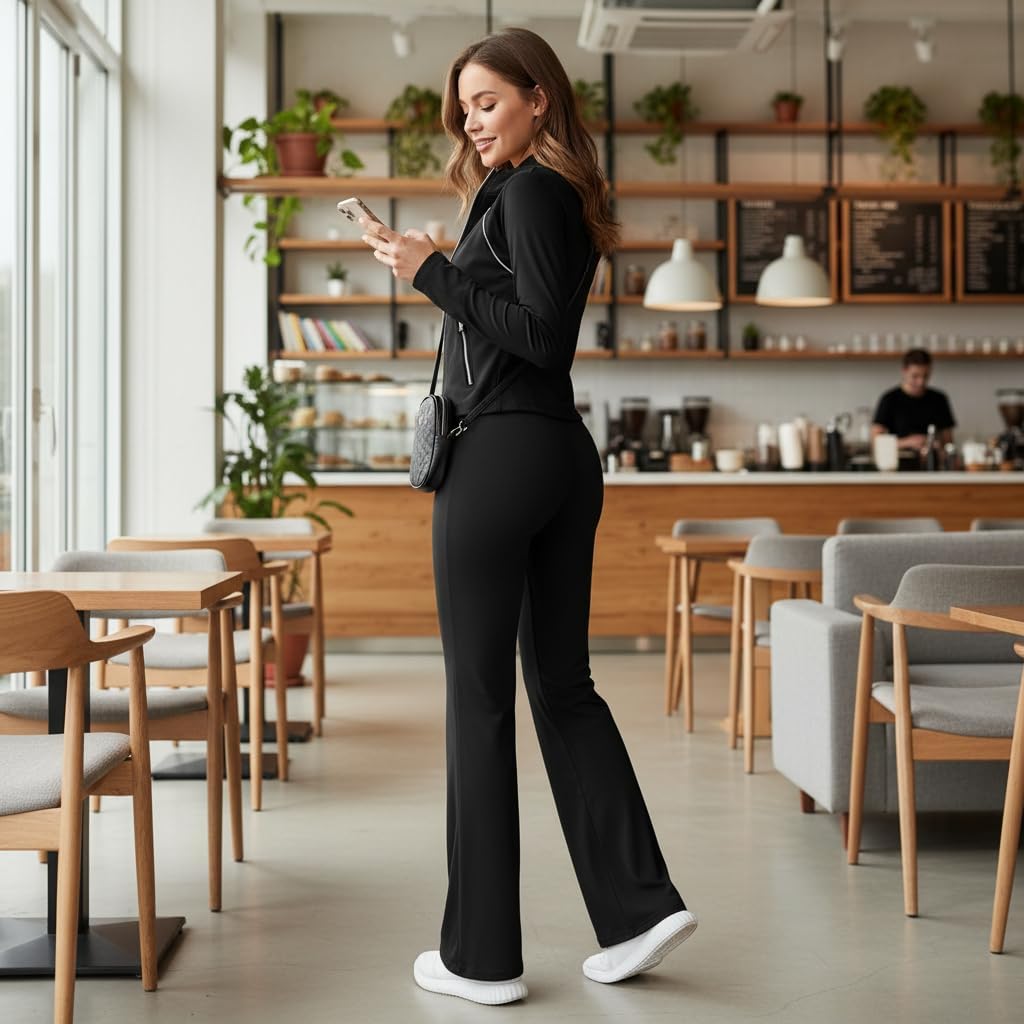 Sunzel Butt Lifting Wide Leg Yoga Pants – High Waist, No Front Seam, Tummy Control, Booty Gym Workout, Straight Leg Bottoms