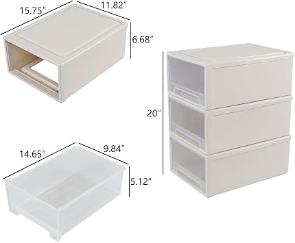 17.5 Qt Stackable Storage Drawer Unit, 3-Pack