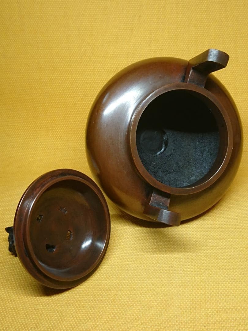 Amazon.co.jp: 香炉 獅子蓋 鋳銅 茶道具 置物 インテリア 工芸品 美術
