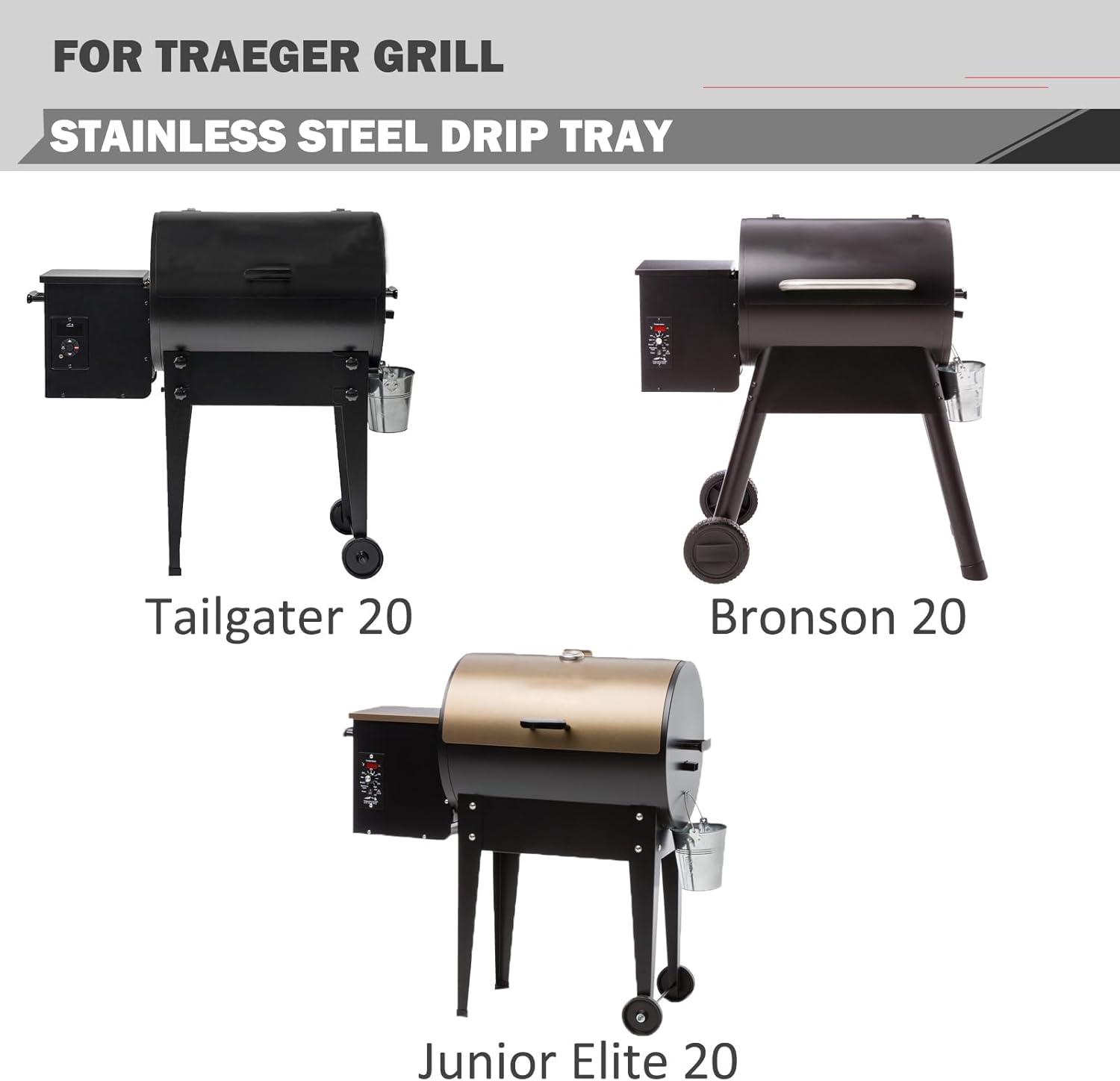 SUB025 Drip Tray Replacement for Traeger Grill Parts TFB29PLB Traeger Tailgater 20 Drip Pan Bronson 20 Junior Elite 20 Pellet Grill Grease Tray TFB30KLF BBQ055 Fits Traeger Smoker BBQ Grill Parts