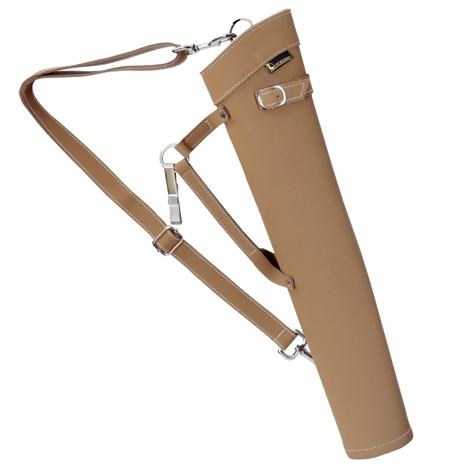 SOPOGER Archery Quiver,Leather Shoulder Back Arrow Quivers,Retro Waist Hip Arrow Bags,Dual Use with Large Pouch,Adjustable Belt for Outdoor Hunting & Target Practicing (Brown)