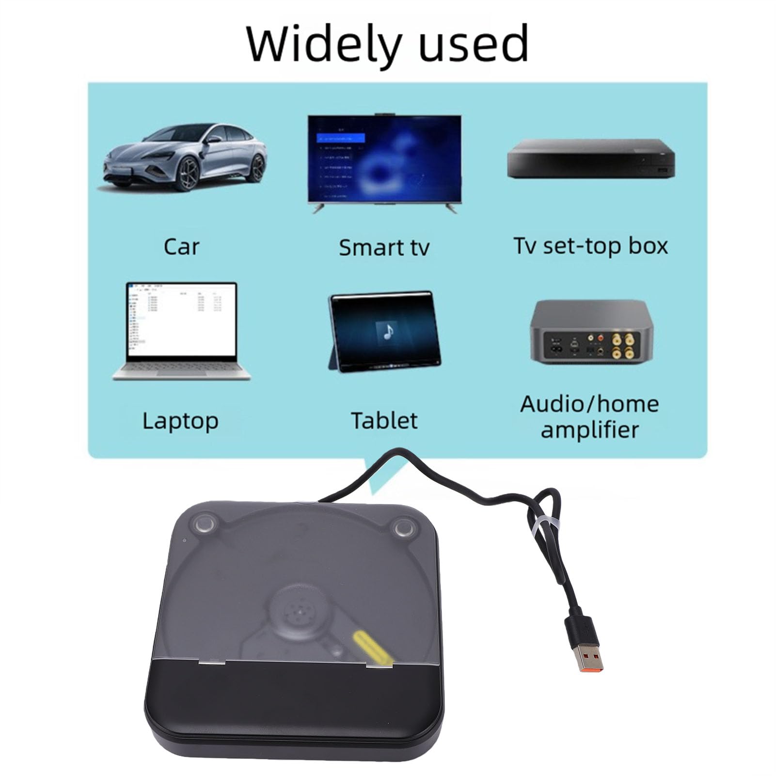 GOWENIC Reproductor de CD para Automóvil con Antisalto |Reproductor de Disco Externo Auxiliar USB Portátil para el Hogar del Ordenador Portátil del Vehículo, Diseño con Ranura
