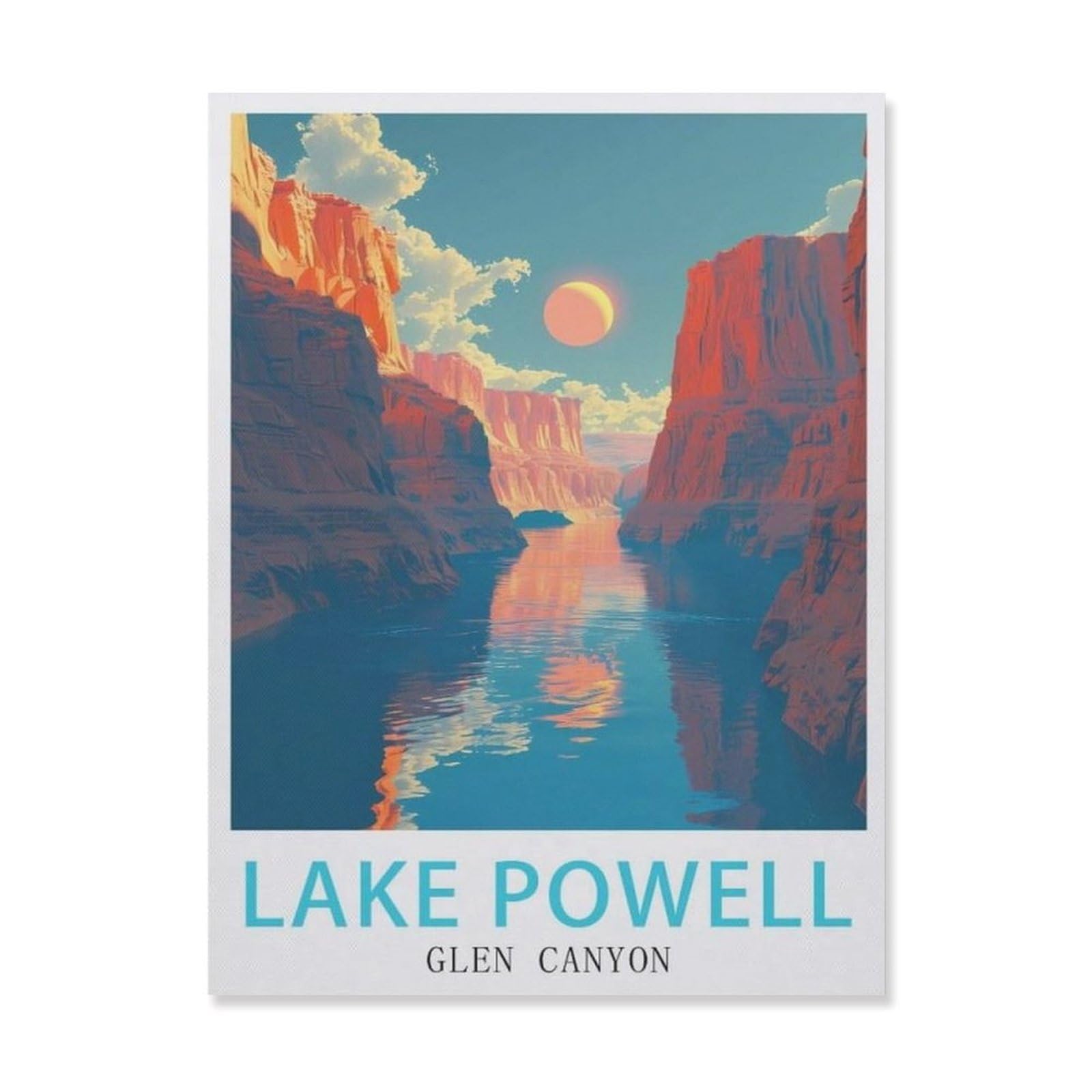 Paint by Numbers for Adults Beginner，Glen Canyon Lake Powell，DIY Oil Painting Kit on Canvas with Paintbrushes and Acrylic Pigment, Arts Craft for Home Wall Decor(30x40cm) 11.8x15.7 inches-DQ9