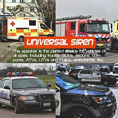Booyu 12V 200W 9 Tones Police Warning Emergency Siren Pa System [Black Steel Speaker][125-135Db][Handheld Microphone][Hands-Free][2 X 10A Switches] For Firefighter Ambulance Vehicles Truck Suv Atv Utv #TOP3