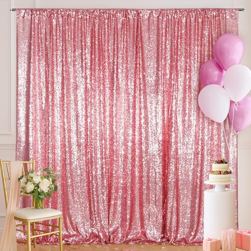 Toile de fond rose fuchsia paillettes pour photographie mariage bal banquet 213x213cm