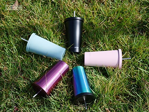 Vaso con popote de acero inoxidable de 17 onzas, 500 ml, taza térmica de viaje de doble pared, taza de café de acero… - Imagen 8