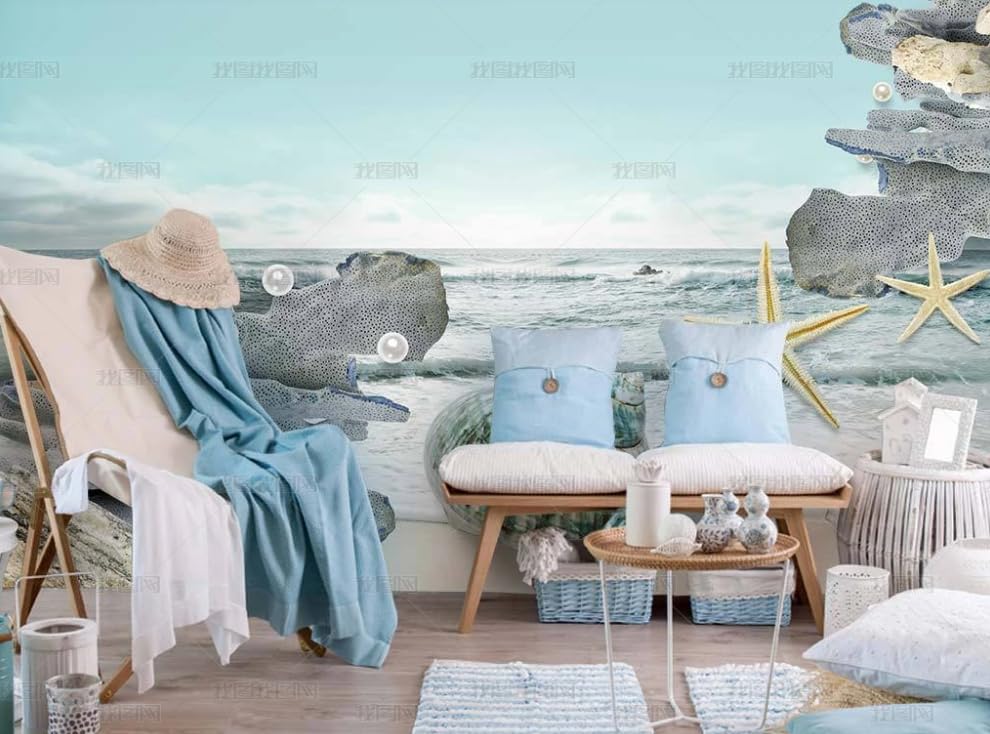 Papier peint intissé coquillage de la mer paysage marin pour chambre et salon