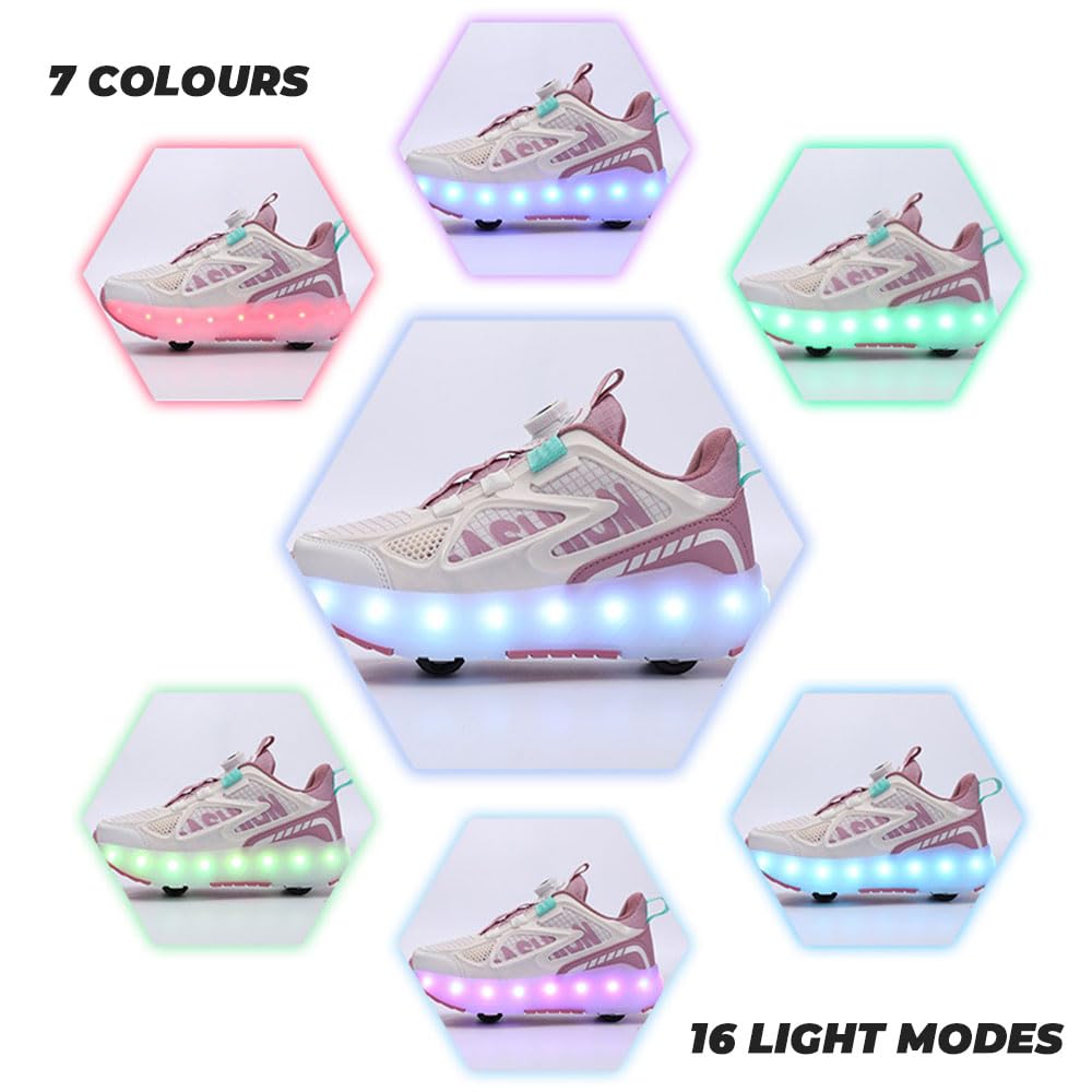 ENEN 2-in-1 Roller Schuhe mit 4 Rollen Versenkbarer für Kinder 29-40 EU