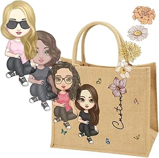 CALLIE Tote Bag for Women Personalized, Custom Cartoon Character & Birth...