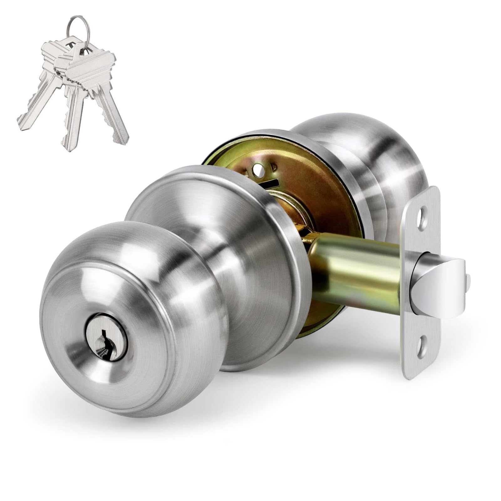 Boutons de porte ronds en alliage de zinc avec clés pour couloir et placard