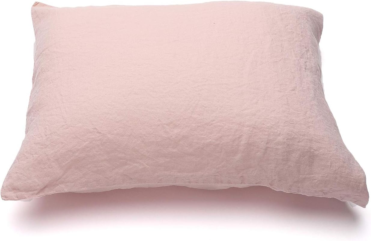 LinenMe Stone Washed Bed Linen Pillow Case, 26 by 26-Inch, Rosa
