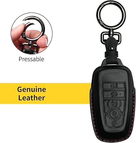 Miniatura 6 de Tukellen para Ford Funda de Llave de Cuero con Llavero Compatible con Ford Explorer Mustang Fusion Escape F150 F250 F350 F450 F550 Edge - Negro