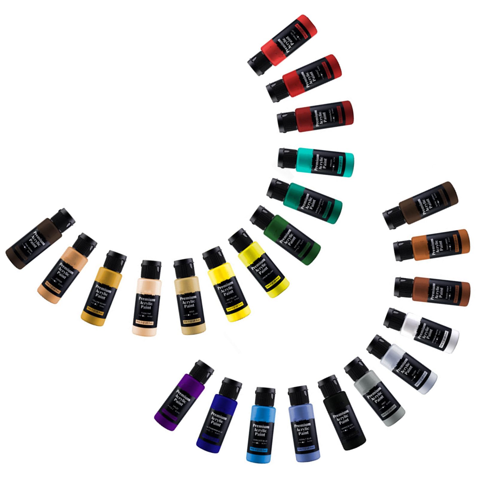 Professionelles Aquarellfarben-Set, 24 Flaschen mit flüssigen Aquarellfarben à 60 ml sowie 3 synthetische Pinsel für Erwachsene, Anfänger und Künstler – hochpigmentiertes,
