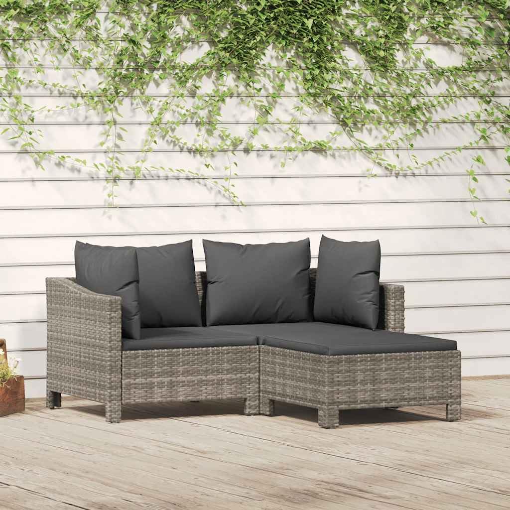 vidaXL Repose-Pieds de Jardin avec Coussin en polyrotin Gris
