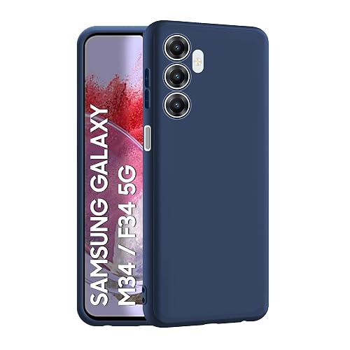 CEDO Back Cover for Samsung Galaxy M34 / F34 (5G) | Camera Bump Protection & Inner Velvet Fabric Lining | Ultra Slim Matte Soft Rubberised Case Cover (Blue)