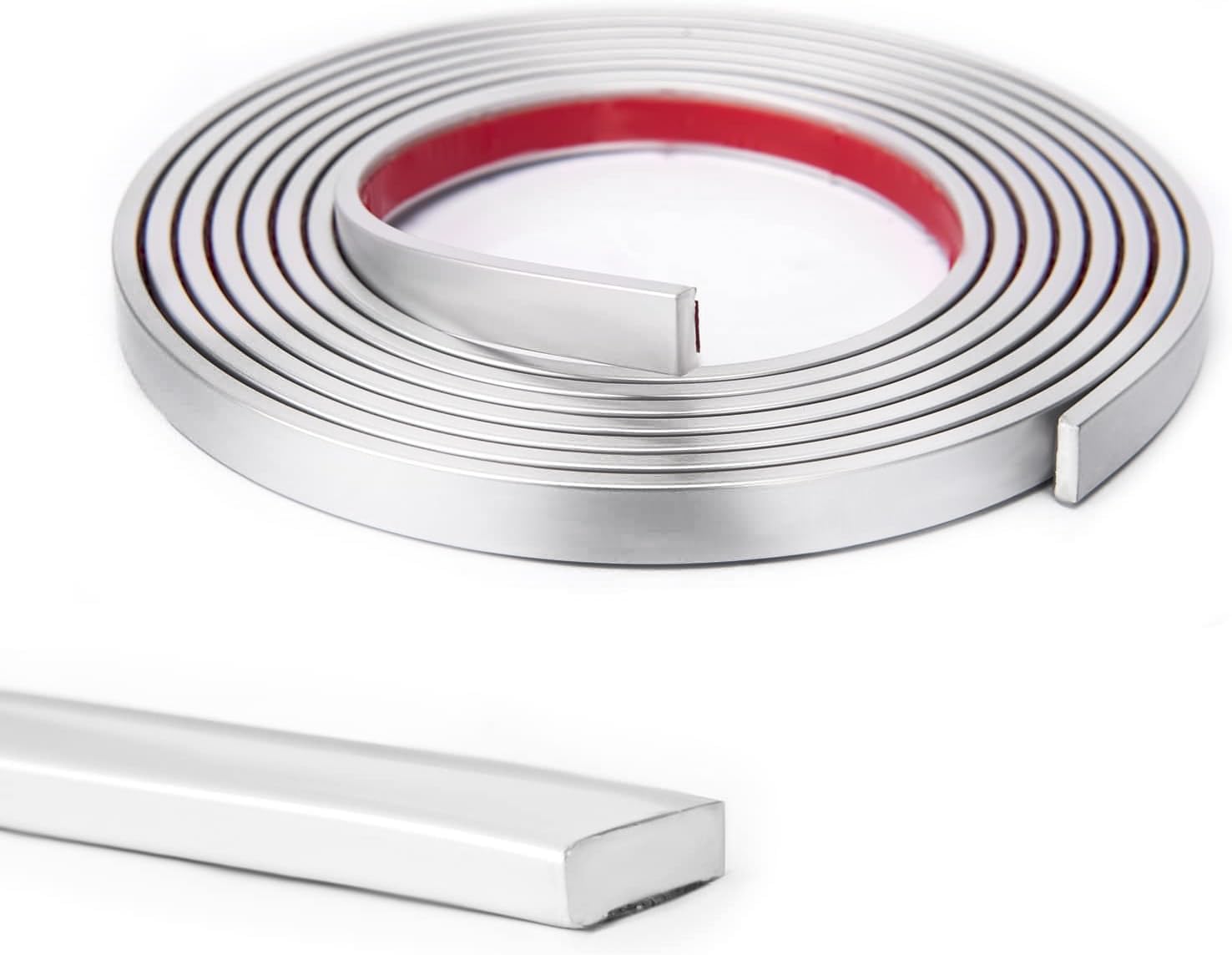10 Ft Self Adhesive Flexible Vinyl Molding Trim for Wall Tile Edges Corner Trim, Kitchen backsplash, Caulk Strip Beading for Laminate Flooring Mirror Frame in Silver