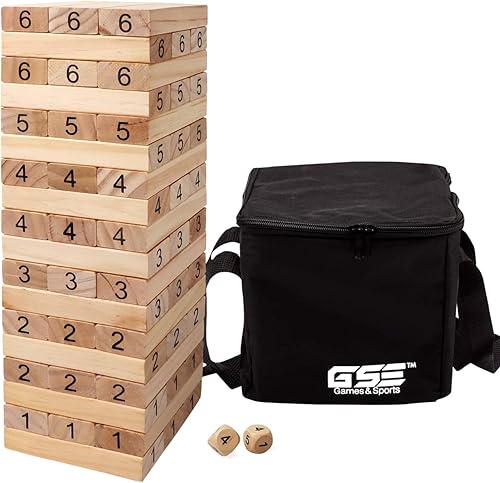 GSE Games & Sports Expert Juego de 54 piezas de madera para rodar medianas, bloques de madera apilables, juego de suelo para adultos y niños con