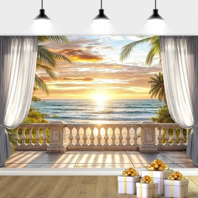 Fondo fotográfico playa 10x8ft para estudio miniatura 5