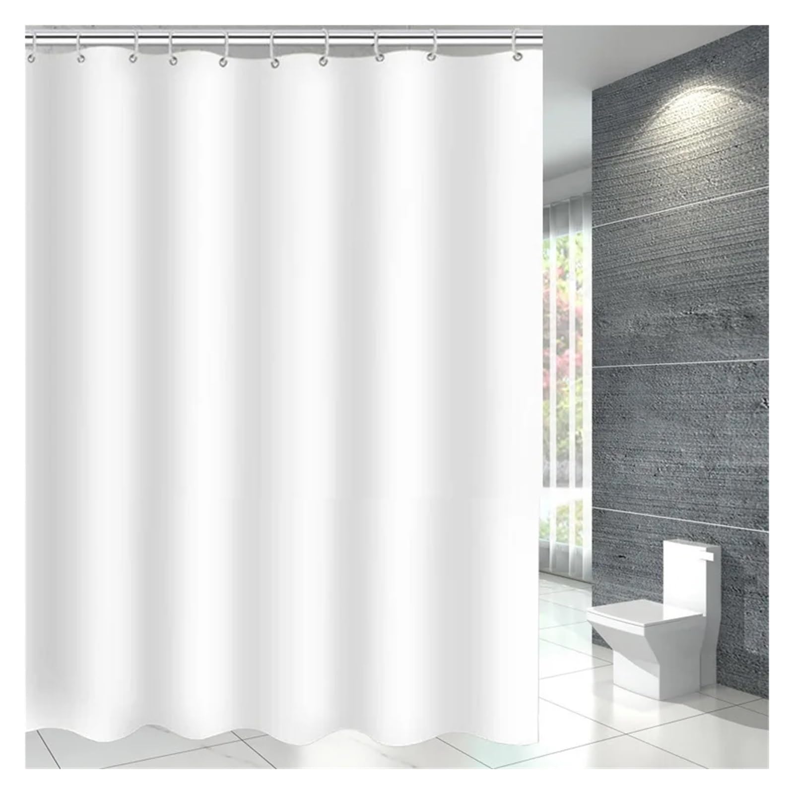 Rideau de douche anti-éclaboussures en tissu déperlant large pour baignoire