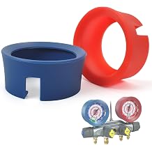 2-Pack 49190 HVAC Gauge Covers, Compatible with Yellow Jacket JB Series 3-1/8 Inch, Titan Series, Brute Series Manifold Gauges Red and Blue Rubber Boots for High and Low Pressure Sides