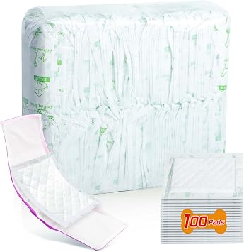 Dog Diaper Liners for Male and Female Dogs, 100ct, Super Absorbent Disposable Dog Diapers Booster Pads fit Most Pet Belly Bands and Wraps Regular