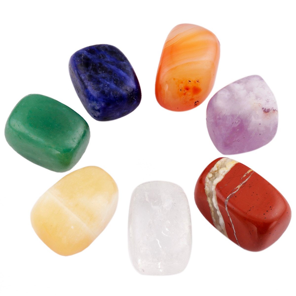 SUNYIK Juego de 7 cristales curativos de chakras, juego de 7 piedras de chakras naturales, con 7 piedras de chakra irregulares