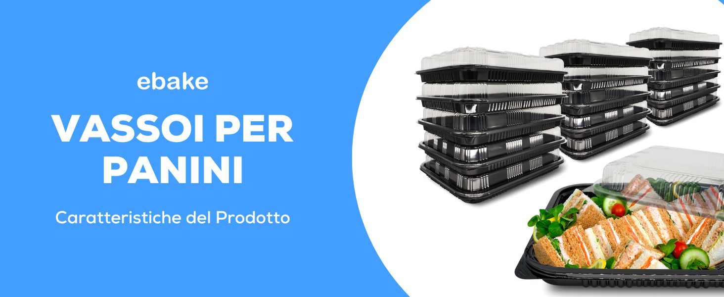 Vassoi Per Panini Con Coperchi - 5 Pezzi 39x29x7.5cm - Plastica Riutilizzabile Per Catering E Buffet - Foto 2