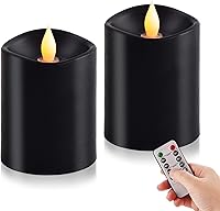 Vista 17 de Juego de 2 velas parpadeantes sin llama de 3 x 3 pulgadas, 2 pilas AA de duración de 600 horas, velas parpadeantes con temporizador, velas sin llama