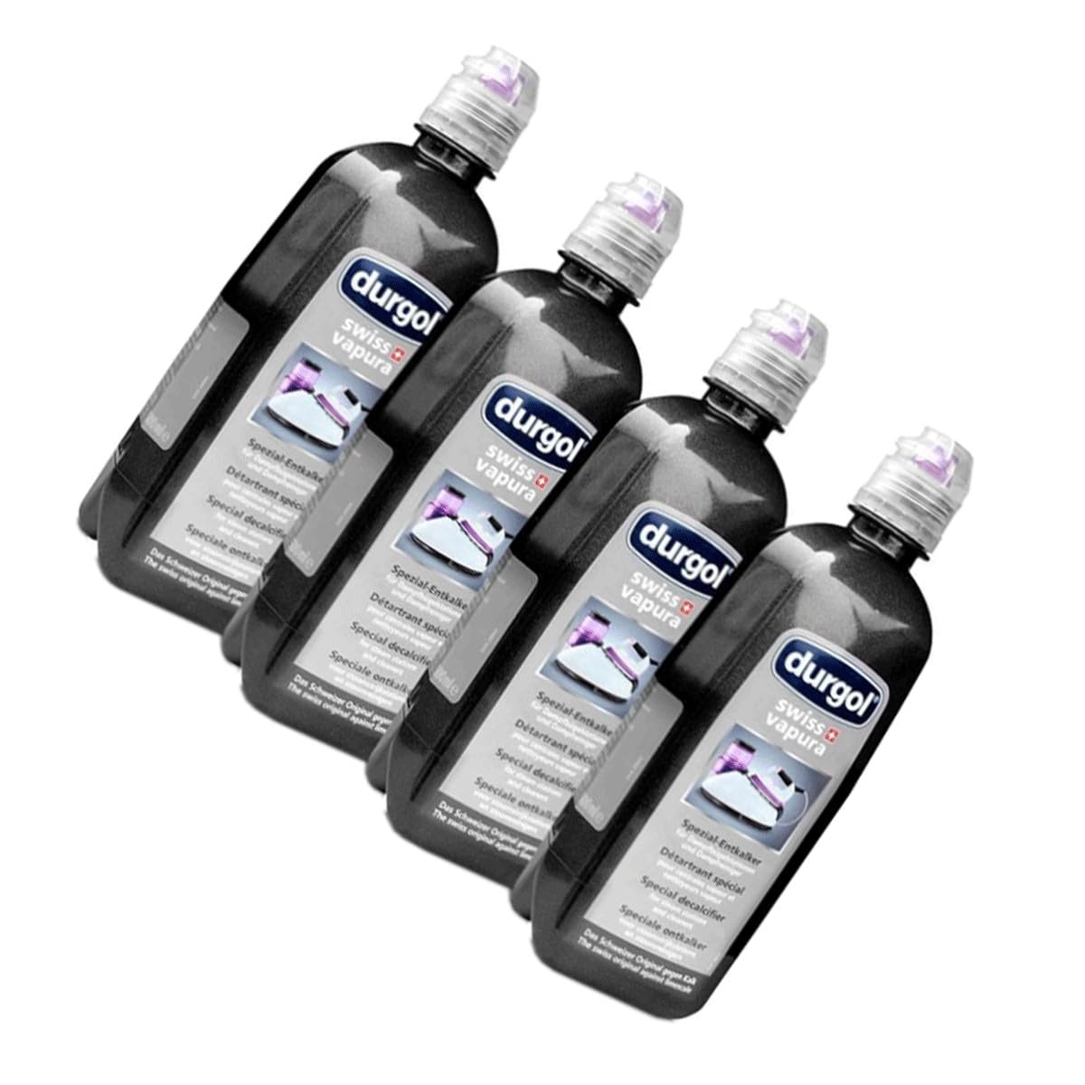 4x Durgol Swiss Vapura Spezial Entkalker 500 ml für Dampfbügelstationen und Dampfreiniger