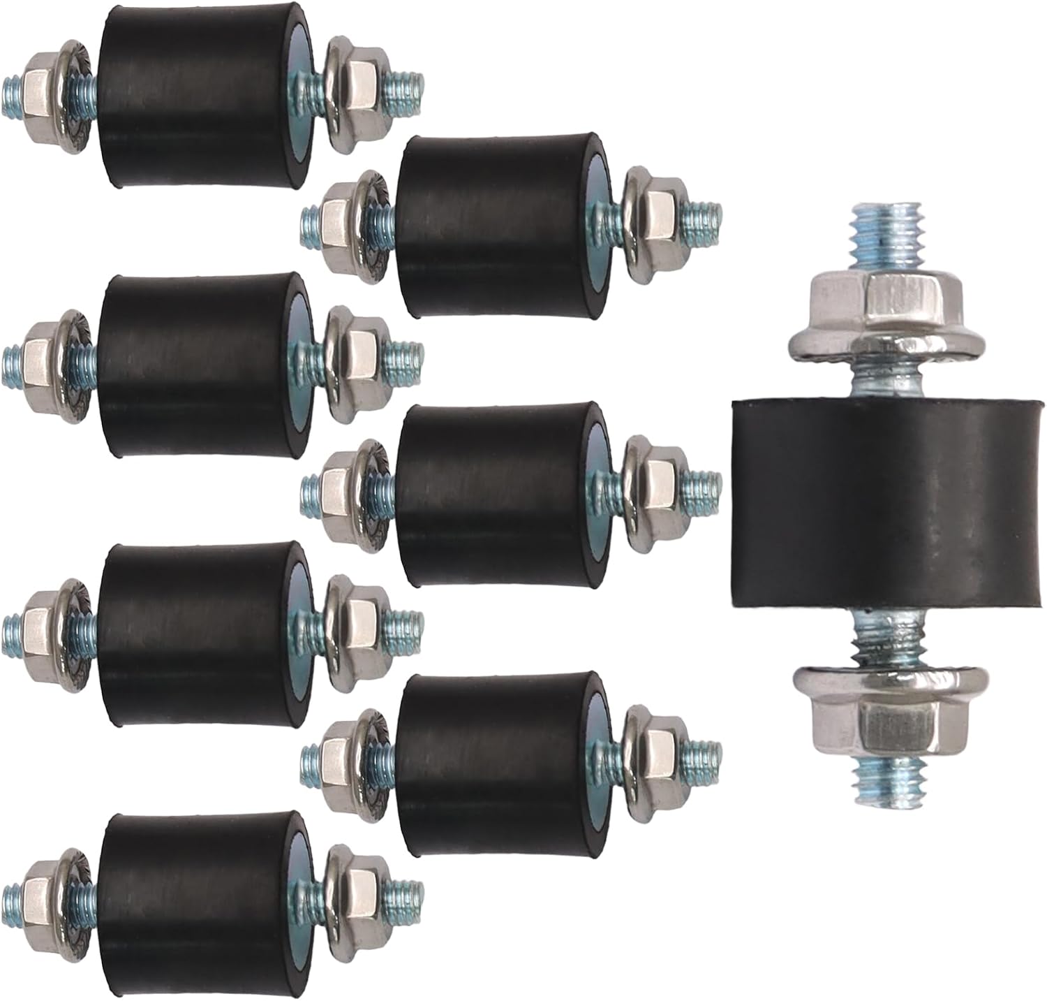 Rubber Vibration Isolator Mounts, 8 Pcs, M4 x 10mm, 15 x 15mm
