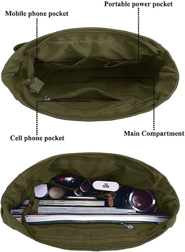 Miniatura 6 de Bolsa de lona impermeable de nailon con múltiples bolsillos para llevar al hombro, bolsa de trabajo para computadora portátil, bolso para