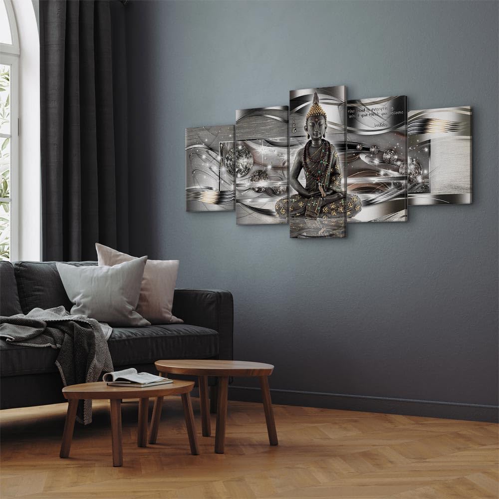 murando Cuadro en Lienzo Buda 150x75 cm Impresión de 5 piezas Material Tejido no Tejido Impresión Artística Imagen Gráfica Decoracion de Pared - Feng Shui Abstracto Diamant p-A-0037-b-m