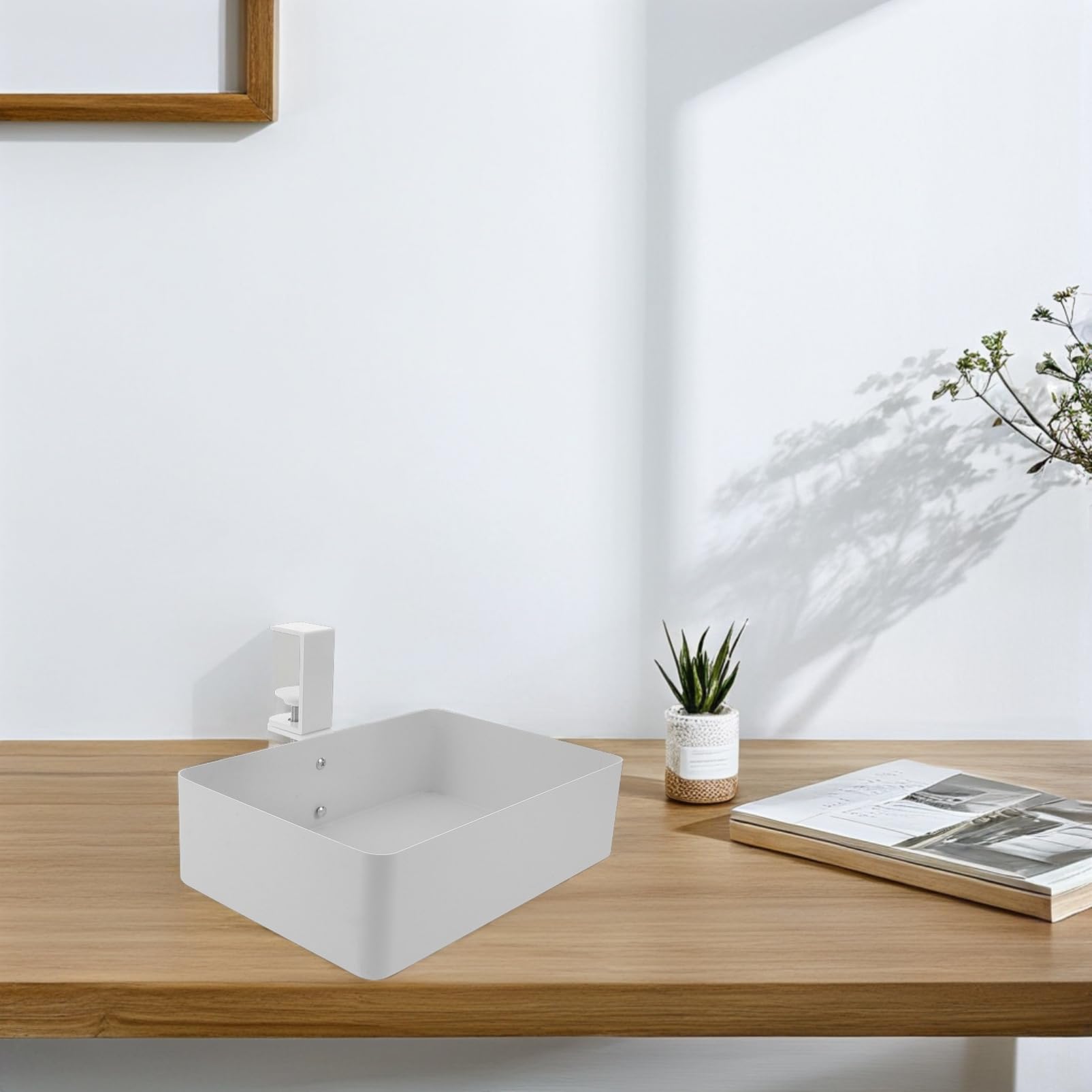 SECFOU Cestino Portaoggetti in Metallo Sottoscrivania Contenitore per Casa e Cucina Organizer per Piccoli Spazi