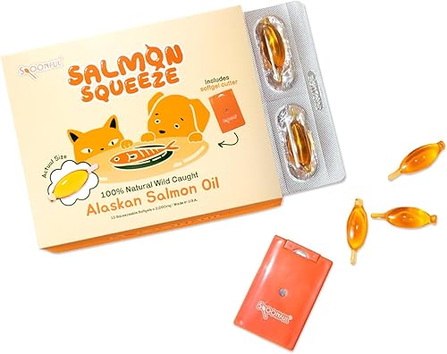 Spoonful Salmon Squeeze - Aceite de salmón de Alaska 100% natural capturado en la naturaleza, 2,000 mg de Omega-3 Softgel, 10 cápsulas blandas