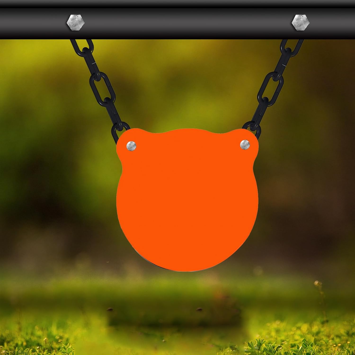 AR500 Steel Targets Combo with Metal Chains, 3/8” Thick Metal Gong Targets for Outdoor Range and Shooting Practice, Neon Orange Color